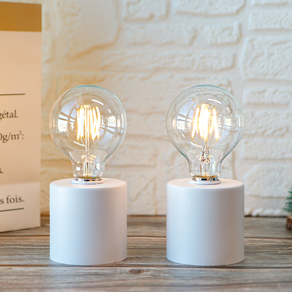 7" große, weiße, batteriebetriebene Tischlampe (2er-Set)
