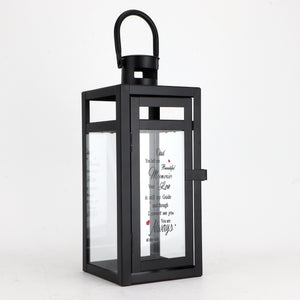12''H Memorial Lantern For Loss of Father Indoor & Outdoor Use(Matte Black)
