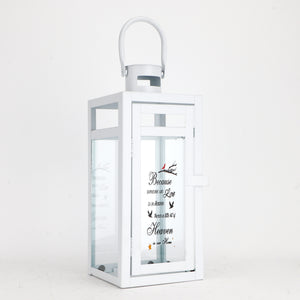 12''H Memorial Lantern & Outdoor Use(White)-Beacause