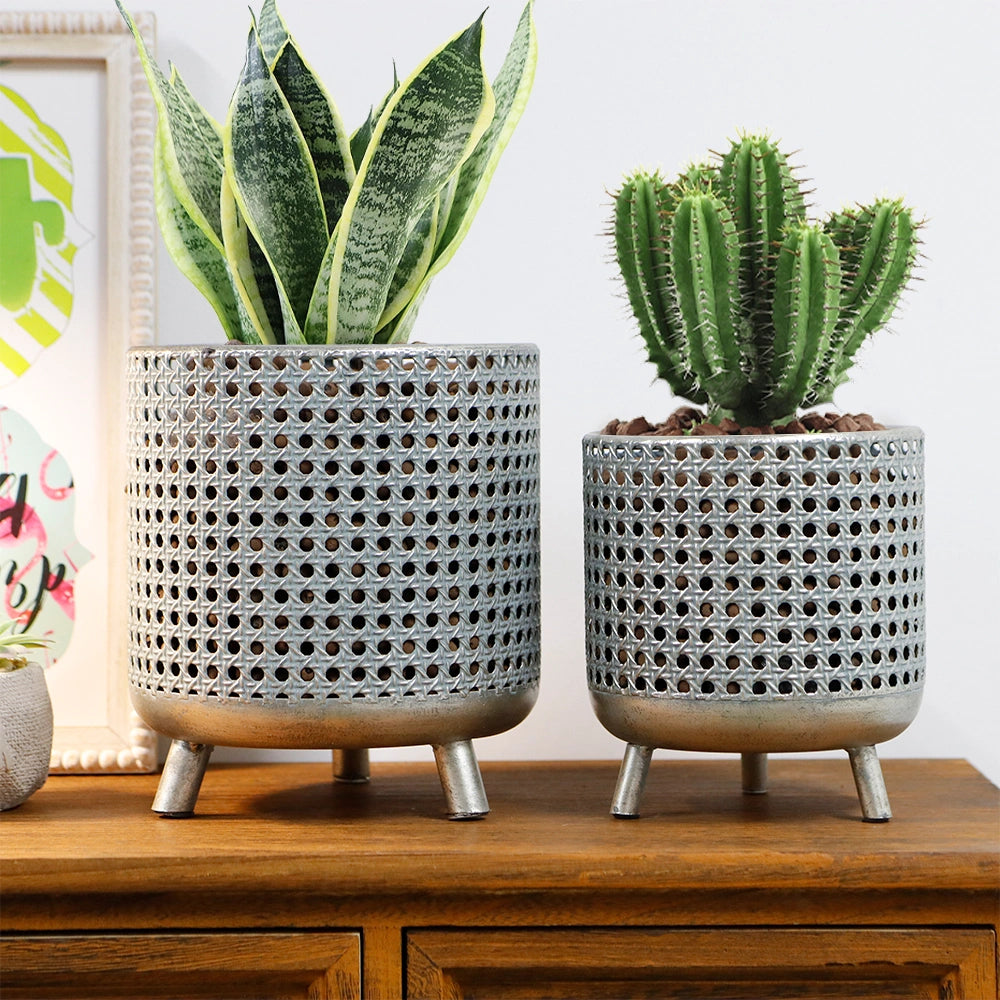 antique indoor plant pots Set of 3 Plant Pots 10/8.5/7''H(Antique Silver)