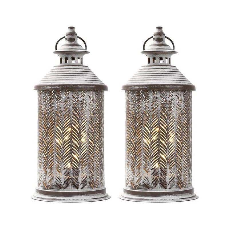 10.5" Tall Battery Powered Metal Table Lamp(Set of 2)