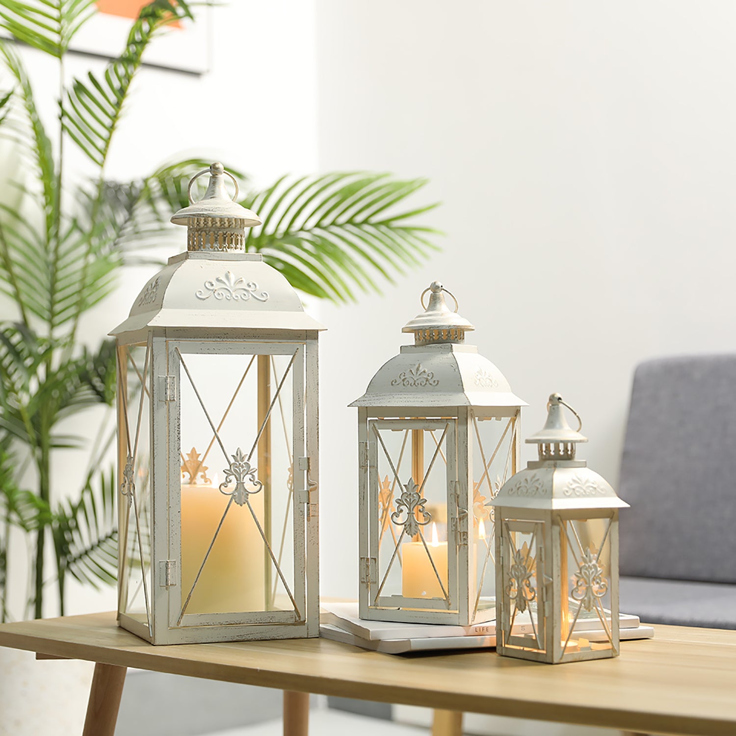 19'' & 13,5'' & 9,5''H Vintage Kerzenhalter aus Metall, dekora