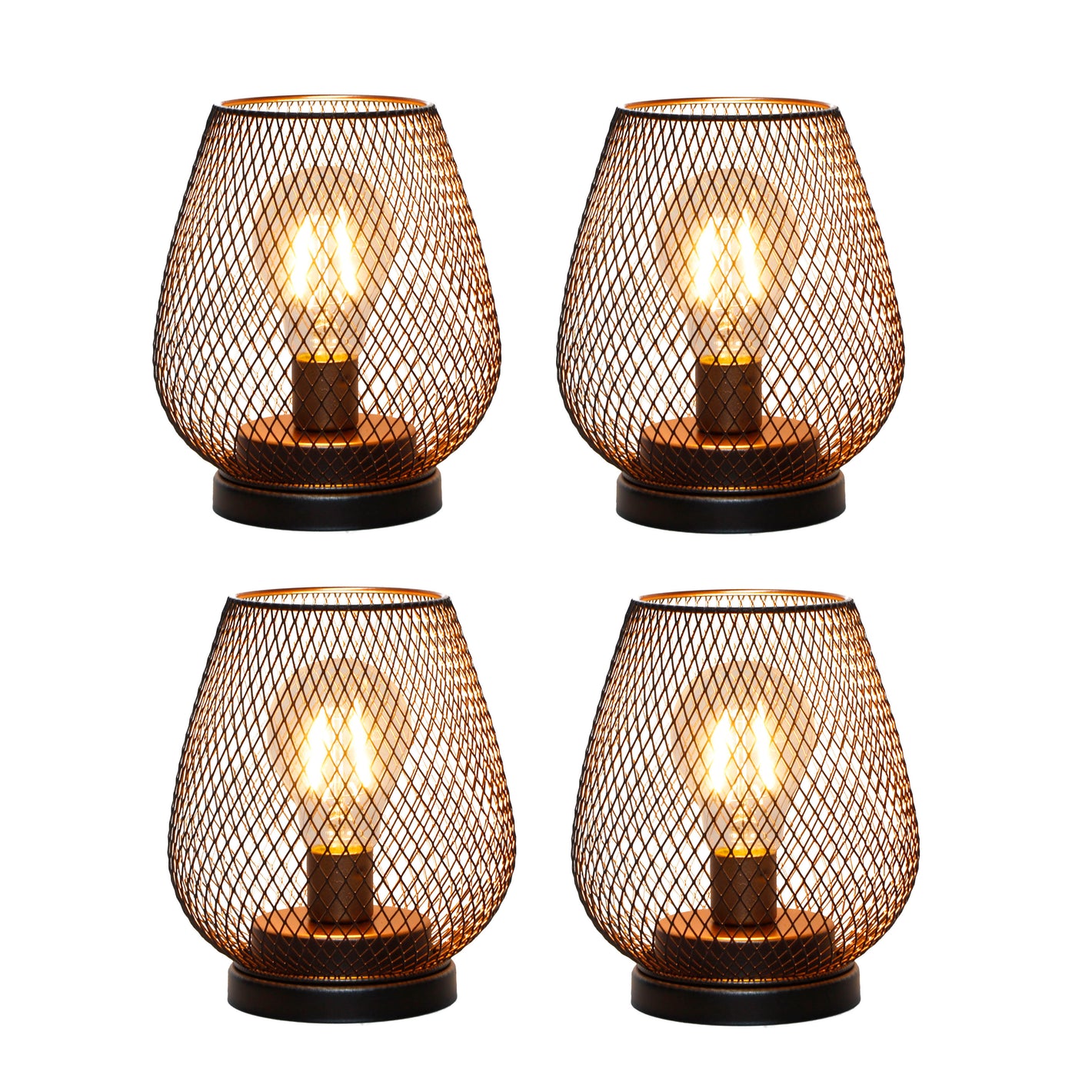 Set of 4 Battery Operated Lamp LED Table Lantern