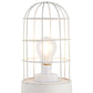 9.5''H Decorative Table Lamp Metal Cage Cordless Lamps with LED Bulb(White)
