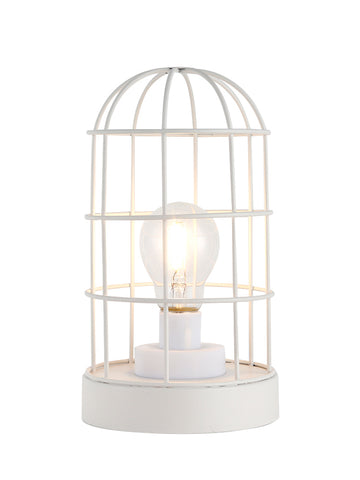 9.5''H Decorative Table Lamp Metal Cage Cordless Lamps with LED Bulb(White)