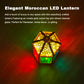 Moroccan Lantern – 12'' Gold Hexagonal, Tempered Glass & Hollow-Out Design, Indoor/Outdoor Decor for Ramadan, Garden, Weddings & Events