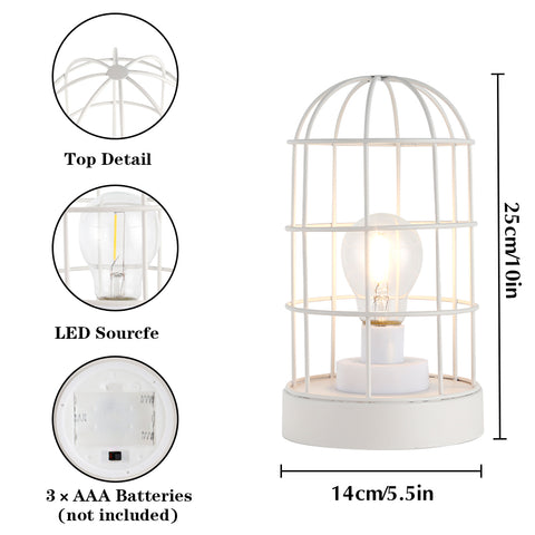 9.5''H Decorative Table Lamp Metal Cage Cordless Lamps