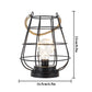 JHY DESIGN 8.5"H Cage Lantern: Decorative Table Lamp, Battery-Powered, Cordless, Warm White Fairy Lights + LED Edison Bulb (Black)