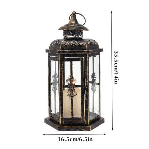 12“H Outdoor Candle Lanterns Vintage Metal Candle Holder