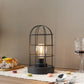 Lampe de table décorative 9,5''H avec cage en métal sans fil avec ampoule LED (noir)