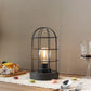 9.5''H Decorative Table Lamp Metal Cage Cordless Lamps with LED Bulb(Black)