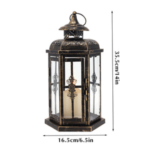 12“H Medium Metal Candle Holder(Black with Gold Brush)