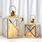 Set of 2 Gold Stainless Steel Candle Lanterns - 13/19'' High