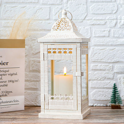 14.5" High Vintage Style Hanging Lantern(White）