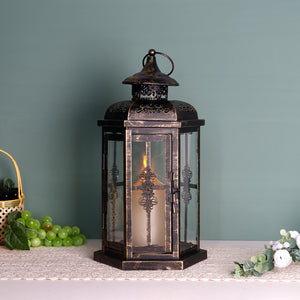 12“H Outdoor Candle Lanterns Vintage Metal Candle Holder