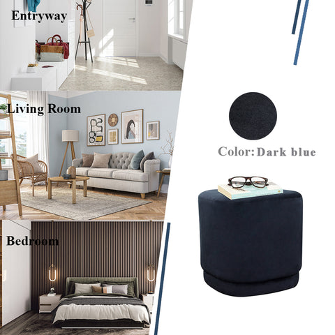 15.5" H Modern Velvet Footstool Ottoman