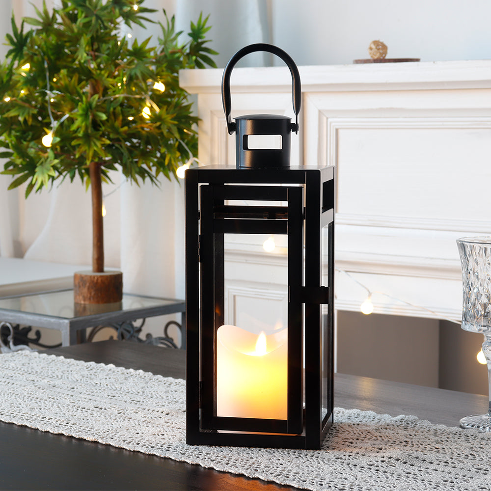 12'' High Metal Decorative Candle Lantern (Black)