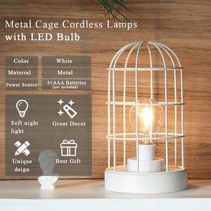 9,5" lampes sans fil de cage en métal de lampe de table décorative de H