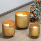Set of 3 Gold Metal Decorative Candle Lanterns 10/8.5/7"H Candle Holder
