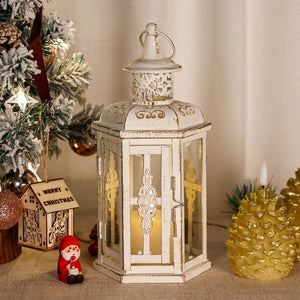 10 inch High Vintage Style Hanging Lantern Metal Candleholder
