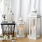 20''&14"&10" H Outdoor Candle Lanterns (White with Gold Brush)