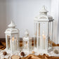20''&14"&10" H Outdoor Candle Lanterns (White with Gold Brush)