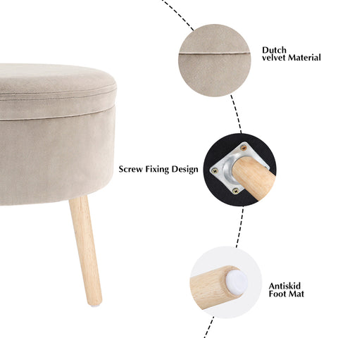 17.5" H Round Velvet Tufted Footrest Stool Ottoman