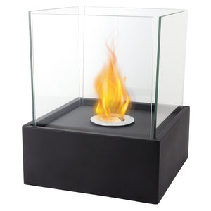 Quadratischer Tisch-Feuerschalentopf mit vierseitigem Glas