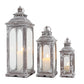 Ensemble de 3 lanternes à bougies décoratives vintage 10/14/19,5''H (gris ciment)