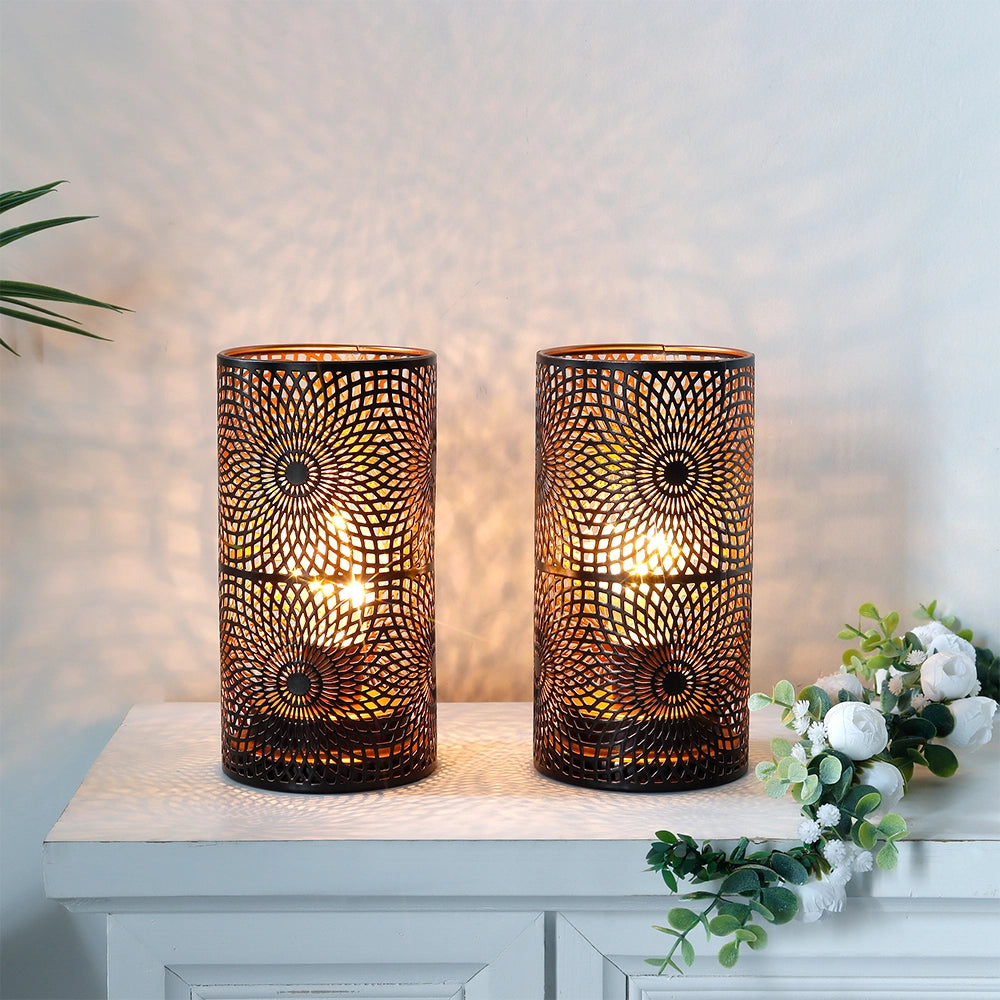 Set of 2-7.5"H Black Table Metal Lamps