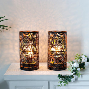 Ensemble de 2 lampes de table en métal noir, 7,5 po H