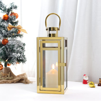 12'' High Metal Decorative Candle Lantern (Gold)