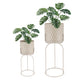 18"&21.5" H Gray Flower Pot With Stand (Set Of 2)