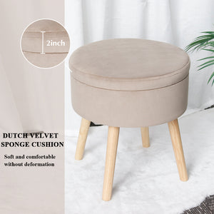 17.5"H Round Velvet Tufted Footrest Stool Ottoman