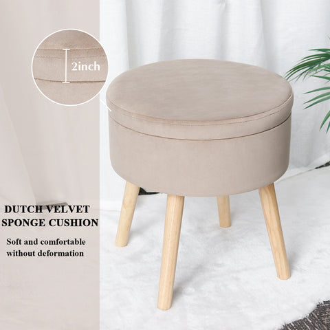 17.5" H Round Velvet Tufted Footrest Stool Ottoman