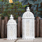 2 Set of 15 and 19.5"High White Rustic Metal Lanterns