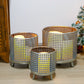 JHY DESIGN Set mit 3 Kerzenhaltern aus Metall, 10/8,5/7"H, dekorative Kerzenlaternen (Silber)