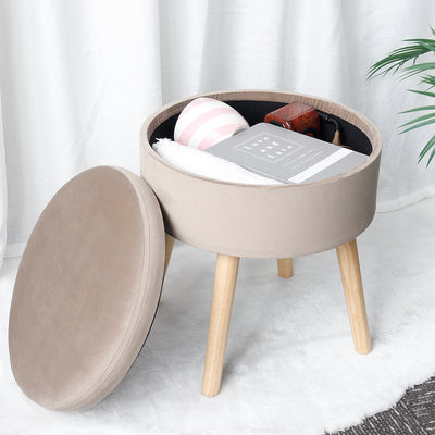 17.5" H Round Velvet Tufted Footrest Stool Ottoman