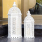2 Set of 15 and 19.5"High White Rustic Metal Lanterns