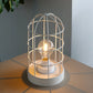 10” High Vintage Metal Cage Table Lamp White