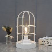 Lampe de table décorative de 9,5 po de hauteur, lampes sans fil à cage en métal avec ampoule LED (blanche)