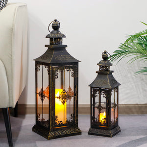 Vintage metal candle lamp (two-piece set)