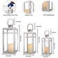 19''&15''&12'' H Stainless Steel Metal Candle Lantern  Candle Holder with Clear Glass Panels(Set of 3)
