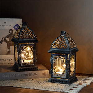 Set mit 2 batteriebetriebenen dekorativen Laternen im Vintage-Stil, 20,3 cm hoch (grau)