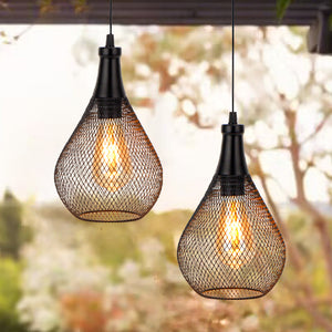 JHY DESIGN 2-Pack Hanging Lamps: Battery-Powered, Cordless, 6-Hr Timer, Teardrop (Indoor/Outdoor)