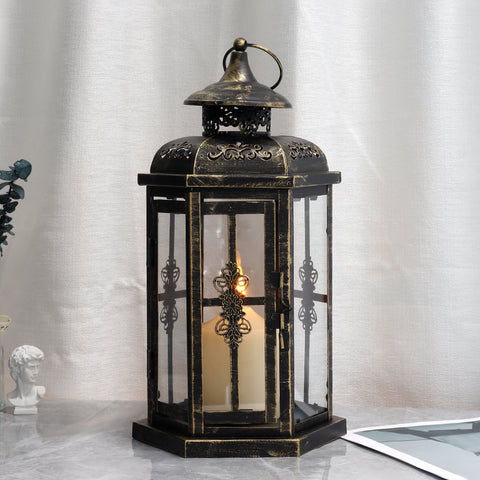 12“H Outdoor Candle Lanterns Vintage Metal Candle Holder