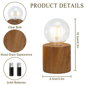 JHY DESIGN 6,5" hohe Keramik-Tischlampe mit Holzmaserung, 2er-Set