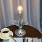 13.5"H Antique Silver Floral Battery Powered Lamp