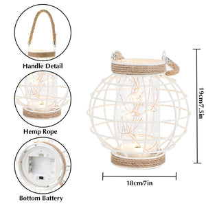 7.3" H Metal Cage LED Lantern Battery Powered Lamp