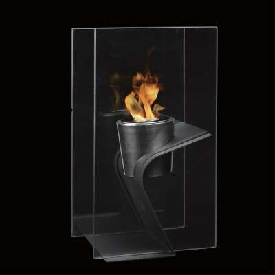 8"x6"x13" Square Freestanding Table Fireplace with Two Side Glass